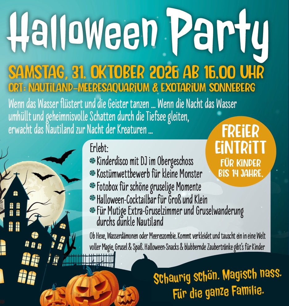 Plakat zur Halloween-Party und zur Museumsnacht im Nautiland